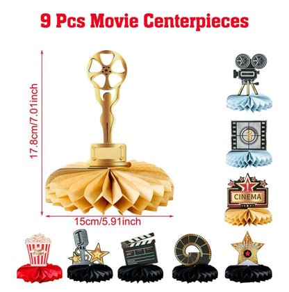 Movie Night Table Runner Red Movie Theme with Gold Star Design Movie Night Red Carpet Decoration for Movie Night Party Decor