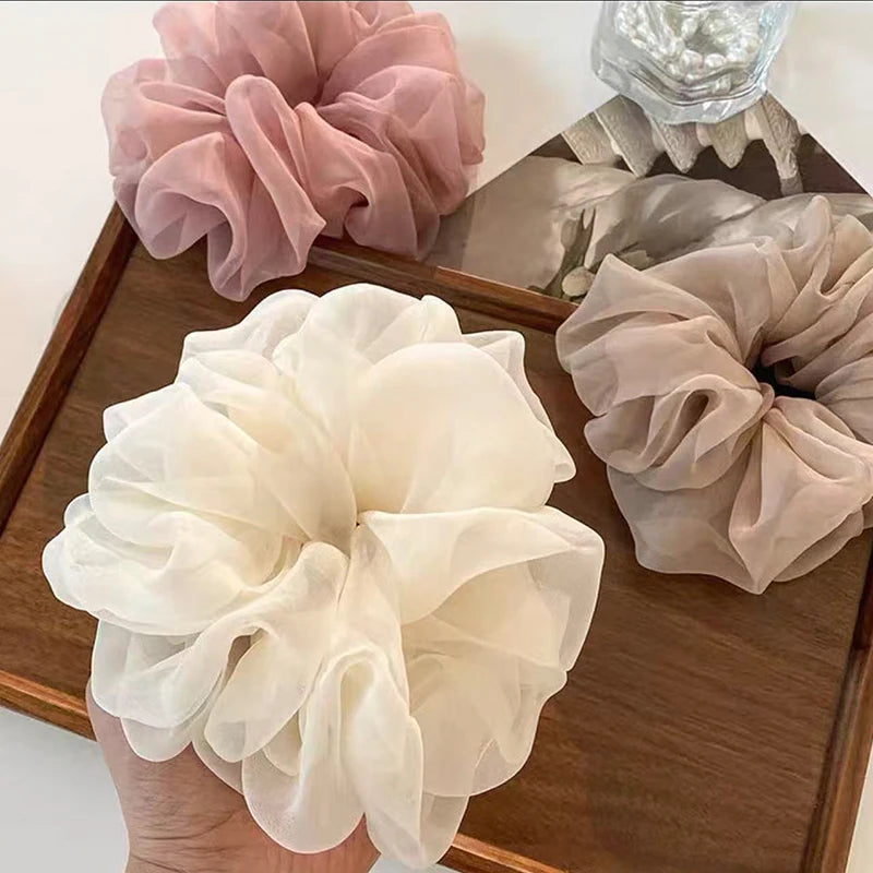 Large Mesh Hair Rope for Women Simple and Fashiona Does Not Hurt The Hair Hair Rope Cute Girl High Ponytail Scrunchie