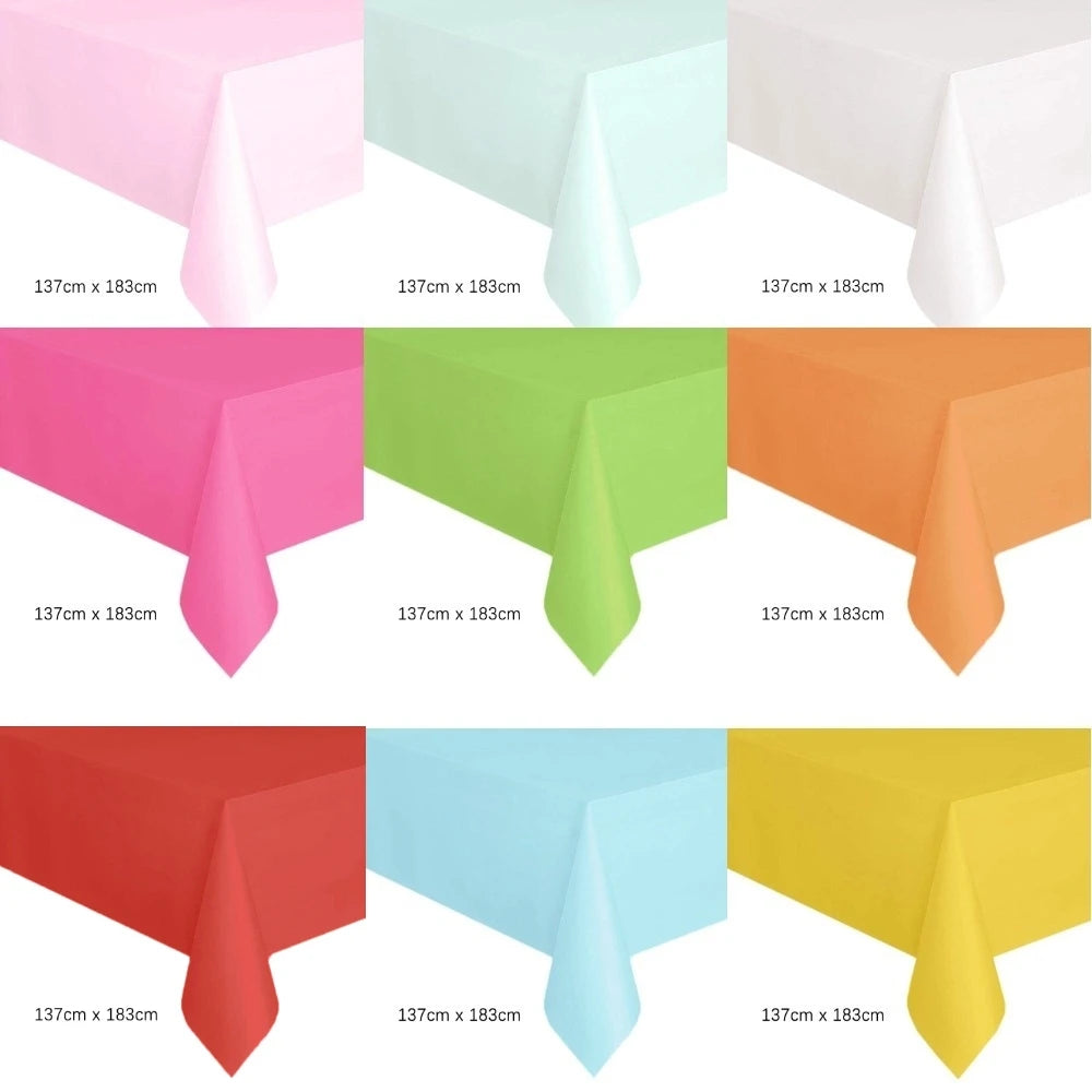 Disposable Tablecloth White Pink Table Cover Plastic Rectangle Desk Cloth for Birthday Wedding Party Table Decor Xmas