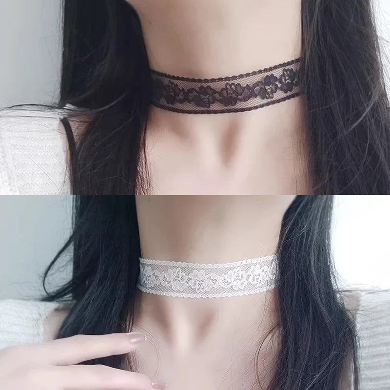 Sexy Black Lace Flower Necklace for Women Harajuku Gothic Short Choker Collar Choker Party Female Neck Accessories