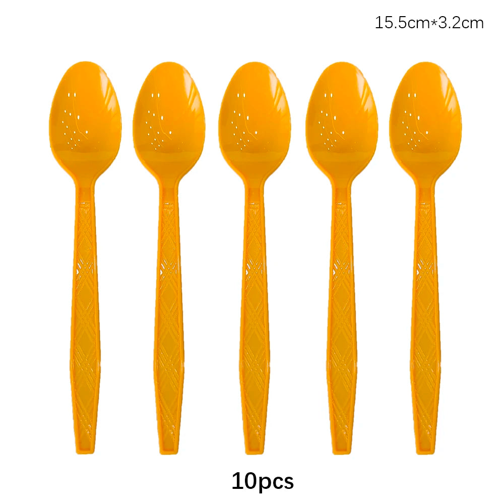 Disposable Knife Fork Spoon Cutlery Set Pink Blue Disposable Tableware Birthday Party Decorations Wedding Baby Shower Supplie