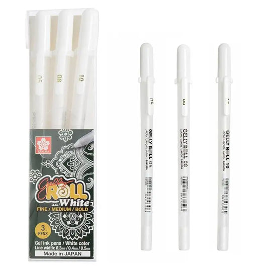 1/3PCS SAKURA Gelly Roll Gel Pens Highlight Marker for Journaling Art Drawing Classic White Ink Assorted Point Fine Medium Bo