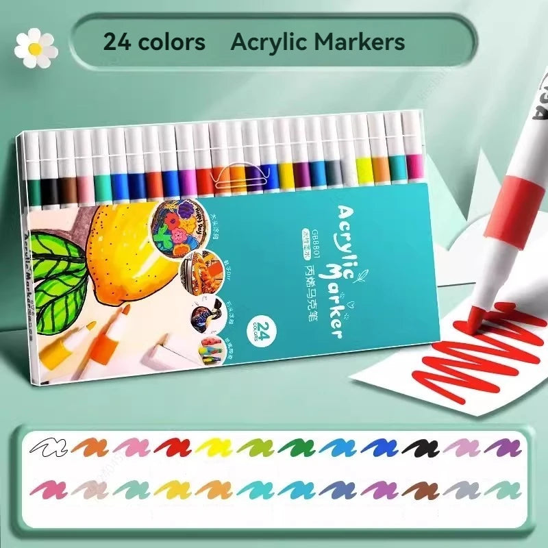 12-80 Colores Set Acrylic Paint Art Marker Pen Rock Painting for Kids Graffiti Stone Ceramic Glass Wood DIY Crafts Art Suppli