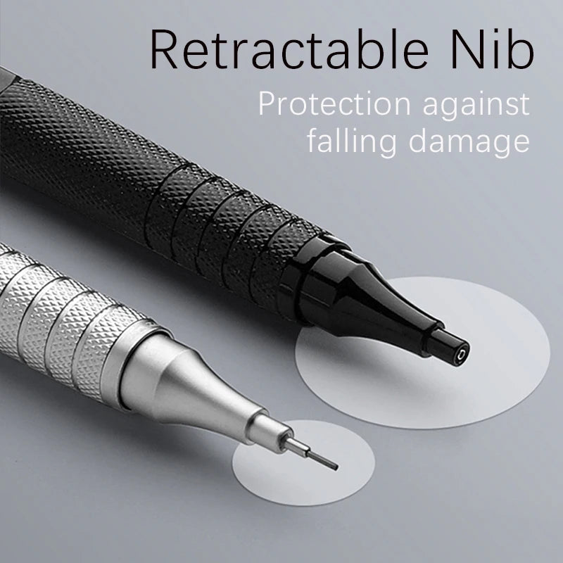 High Quality Metal Mechanical Pencils Set with Lead Refills Drafting Automatic Pencil 0.3, 0.5, 0.7, 2.0mm Pencil for Art Sup