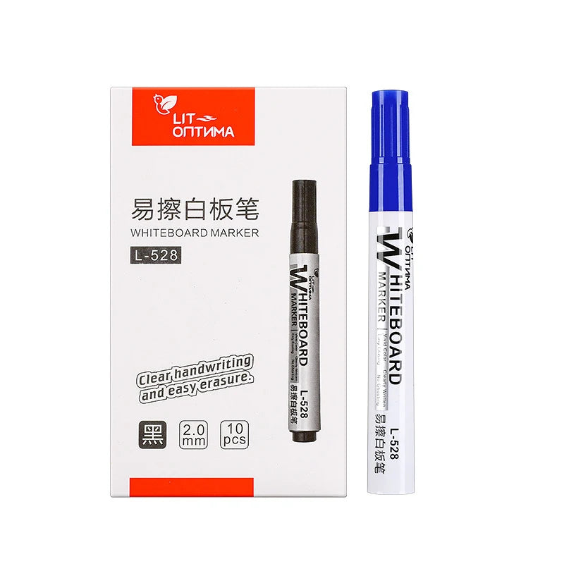 10pcs Whiteboard Marker Set,2.0mm Nib,Black Blue Red High-Volume Ink,Office Teaching Pen,Clear Handwriting & Easy Erasure L-5