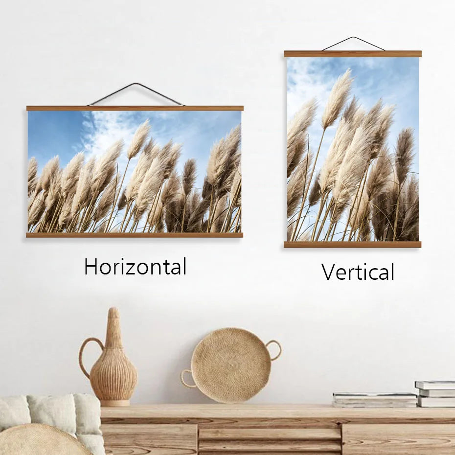 1PC Magnetic Wooden Poster Hanger Frames 5Colors Photos Wall Art Canvas Print Painting Teak Pine Wood Living Room Home Decor