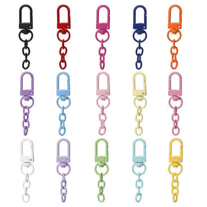 10pcs/lot Keyring Lobster Clasp Spring Buckle With Chains Colored Keychains For DIY Jewelry Making Key Ring Hooks Bags Buckle