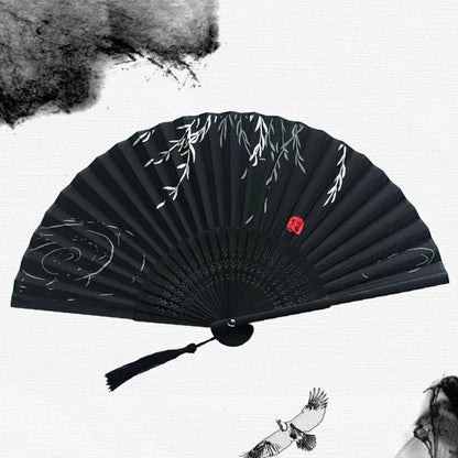 Retro Flower Pattern Home Decoration Elegent Bamboo Folding Fan Chinese Style Painting Handheld Fan Dance Performance Props