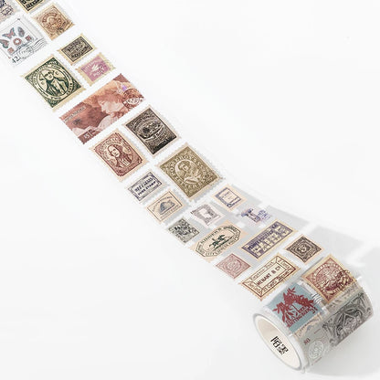 55mmx2m Vintage Stamp Tape Style Stickers 1 roll Decorative collage Diary Album Scrapbooking material Craft Supplies