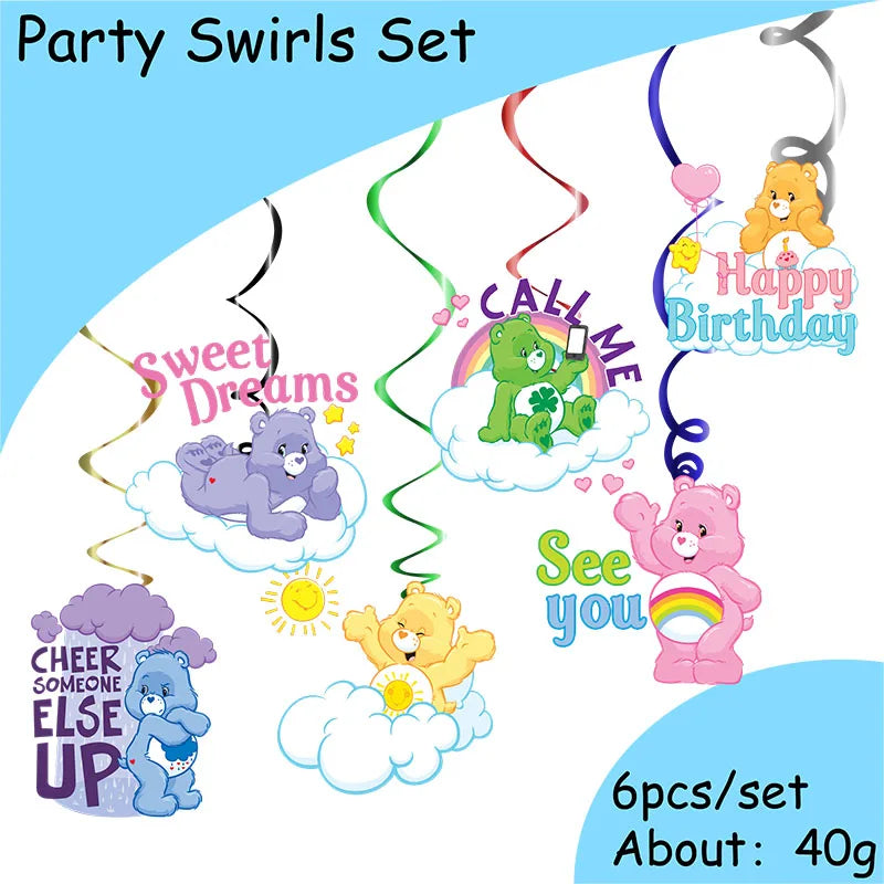 Care Bear Party Supplies Disposable Plate Napkin Tablecloth Cake Topper Gifts Bag Kids for Birthday Party Decorations Set Gif