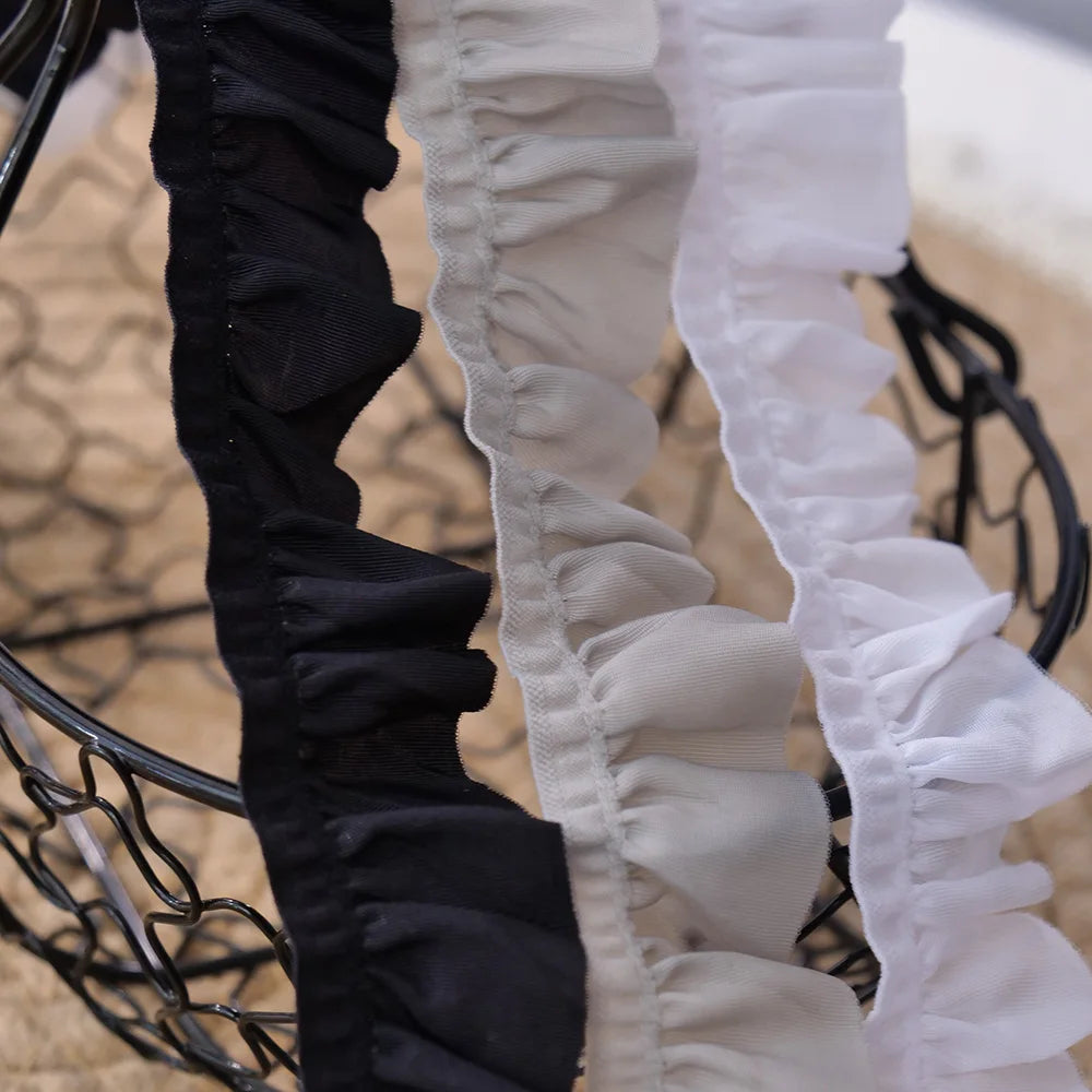 Elastic 25mm Wide Pleated Needlework Ruffles Trim Lace Fabirc Neckline Cuffs Pets Clothes Apparel Skirt DIY Sewing Decor Ribb