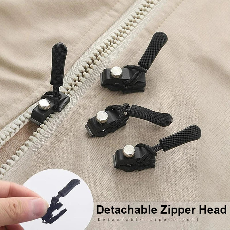 ‌12/6Pcs Universal Instant Zipper Repair Kit With 3 Sizes Detachable Slider Heads-Reusable No-Sew Fix for Jackets,Bags,Coats‌