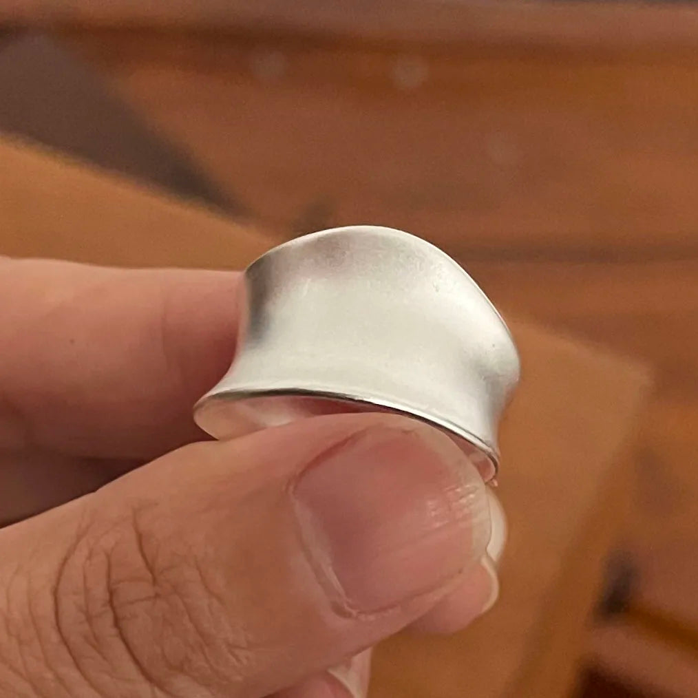 925 Sterling Silver Rings for Women Couple Minimalist Handmade Simple Wide Moon Ring Set Party Jewelry Gift Prevent Allergy -