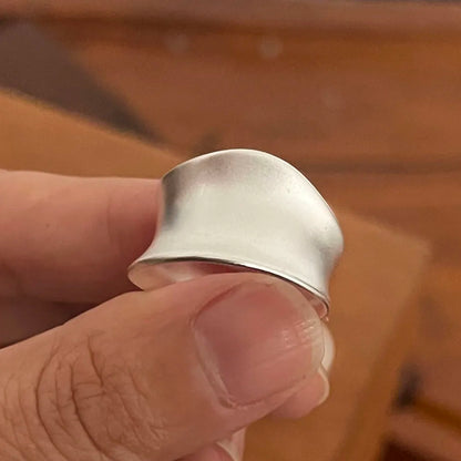 925 Sterling Silver Rings for Women Couple Minimalist Handmade Simple Wide Moon Ring Set Party Jewelry Gift Prevent Allergy -