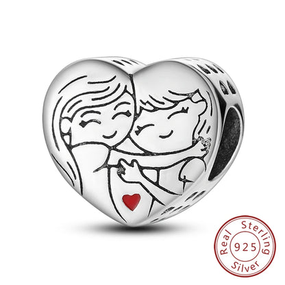 925 Sterling Silve Charms Beads Forever Love Heart Sister Family Life Charms Dangle For Bracelet Woman Jewelry Gifts - KTC370