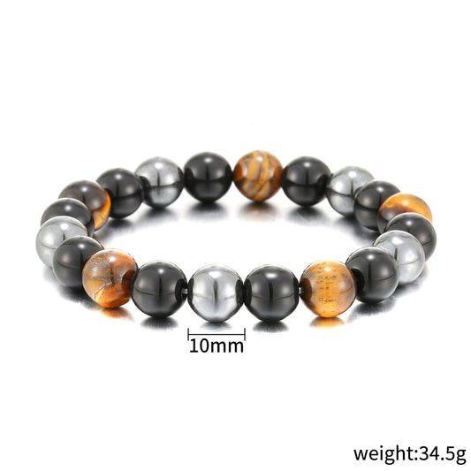 Natural Black Obsidian Hematite Tiger Eye Beads Bracelets Men for Magnetic Health Protection Women Soul Jewelry Pulsera Hombr