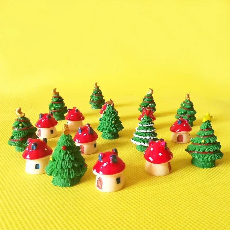 9 pcs mini house/little trees/miniatures cottage/shabby /cute/ fairy garden/gnome/moss terrarium home decor/crafts supplies