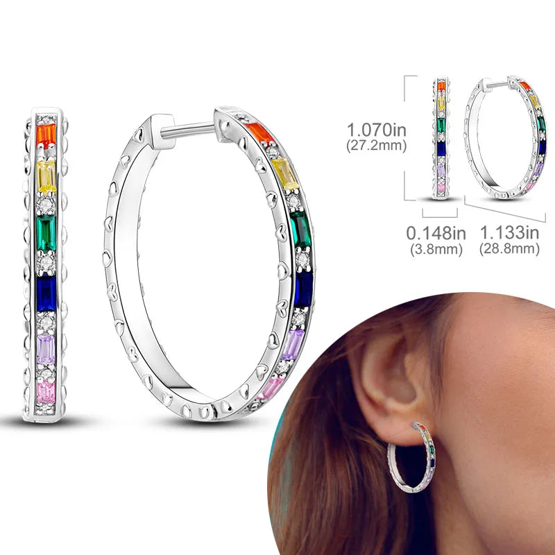 925 Sterling Silver Hoops Earrings Hypoallergenic Hoops Earrings With Zirconia Fashion Jewelry for Women Girls