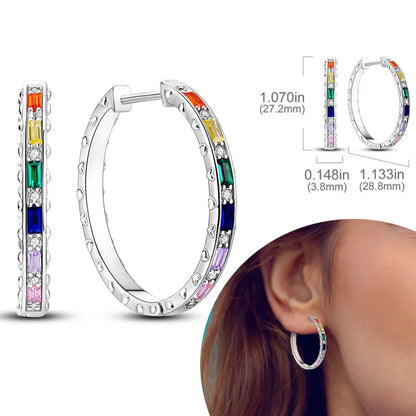925 Sterling Silver Hoops Earrings Hypoallergenic Hoops Earrings With Zirconia Fashion Jewelry for Women Girls - KTE056