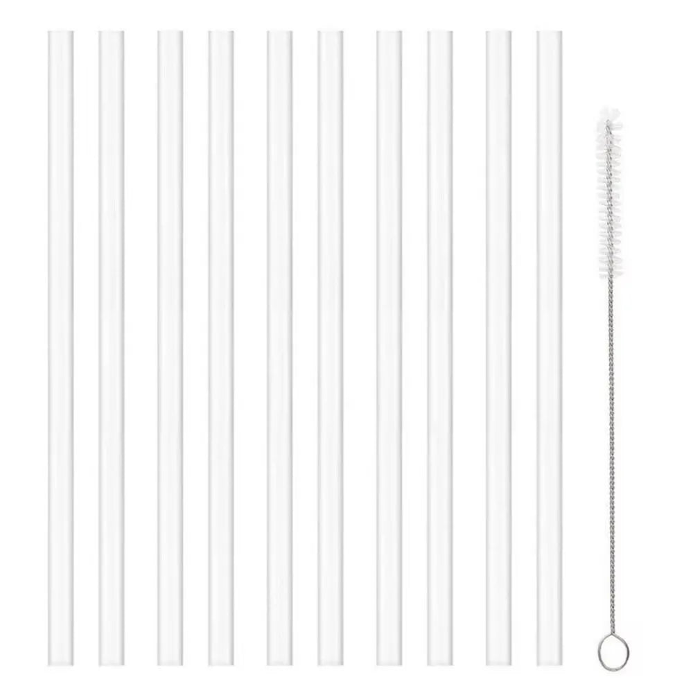 Reusable Straw with Cleaning Brush Plastic Replacement Straw Compatible with Stanley 40 oz 30 oz Cup Tumbler - 10Straws with 