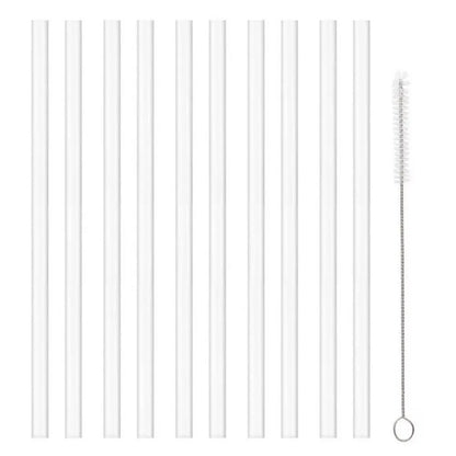Reusable Straw with Cleaning Brush Plastic Replacement Straw Compatible with Stanley 40 oz 30 oz Cup Tumbler - 10Straws with 