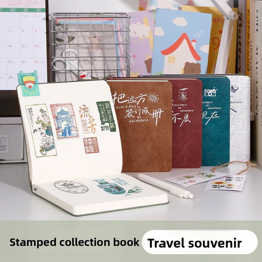 High Aesthetic Blank Journal Stamp Collection Book Travel Scrapbook Scenic Spot Check in Notebook for Memory Keeping and