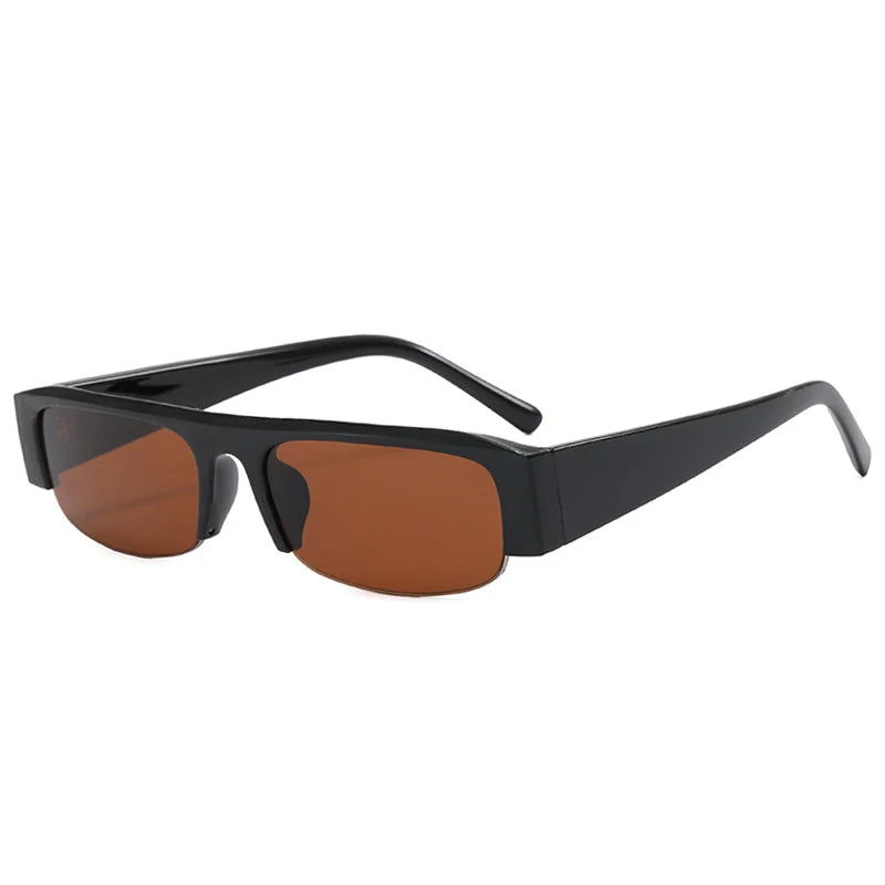 SO&EI New Small Rectangle Women Sunglasses Vintage Clear Lens Men Half Frame Eyewear Shades UV400 - Black Tea