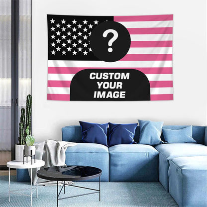 1pc Personalized photo customized American flag tapestry, room decoration banner tapestry customized for family, pets, idols