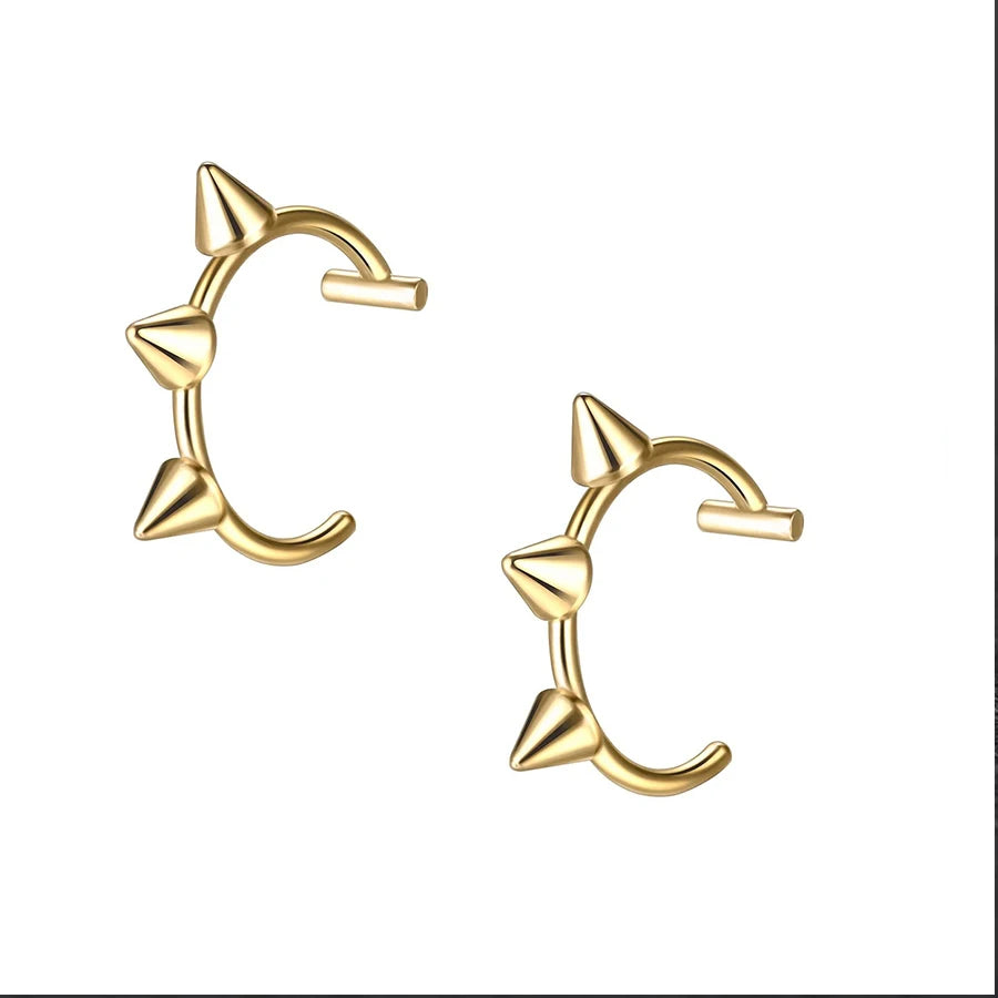 2PCS Trendy 10mm Stainless Steel Punk Clip on Fake Piercing Nose Wrap Lip Rings Unisex Nose Ring Women Men Tusk Body Jewelry 
