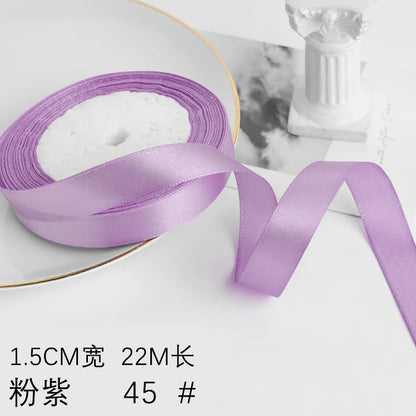 Wusmart 22Meters/Roll 1.5cm Single Face Satin Ribbon DIY Handmade Crafts Fabric Christmas Wedding Decoration Silk Ribbons - P