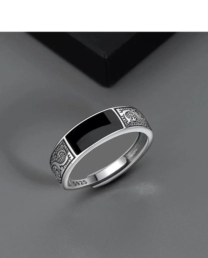 925 Sterling Silver Men's Ring Luxury black Gem For Men Wedding Fine Jewelry Accessories Party Gifts