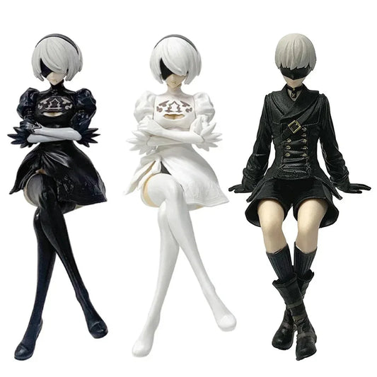 In Stock 13-15cm Black & White Brand-New Figure, PVcSitting Pose Model, Collector-Grade Gift Toy, New Year& Holiday Gift
