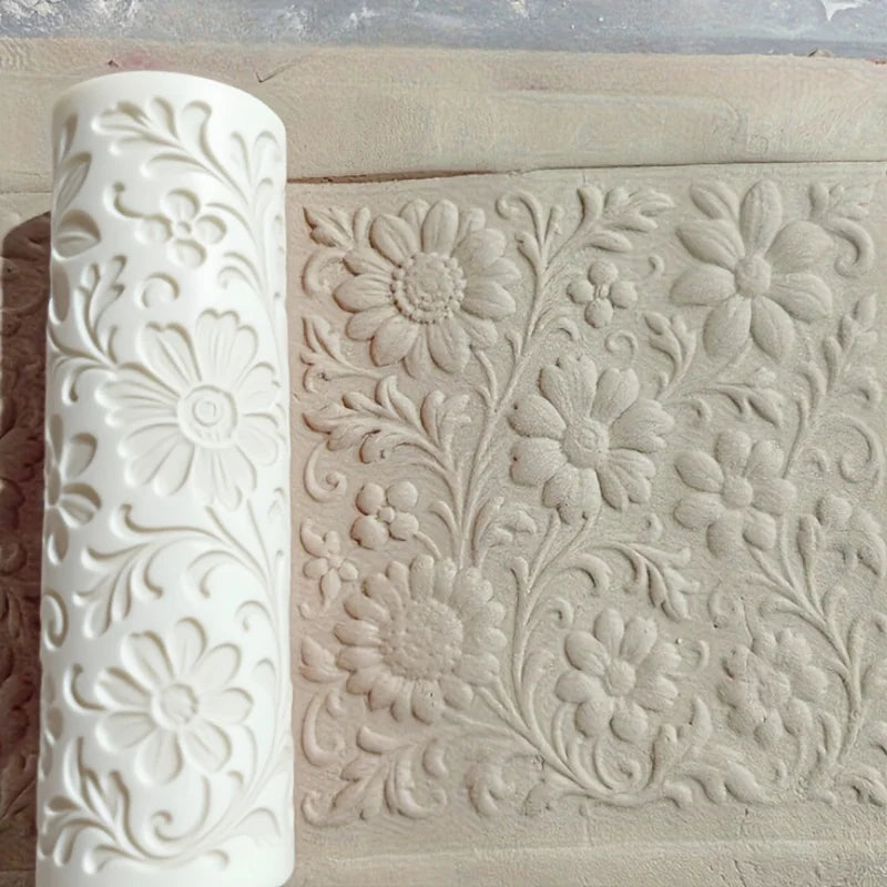 Victorian Daisy Vine Clay Roller Textured for Ceramic Polymer Craft Floral Pattern Decorative Tool