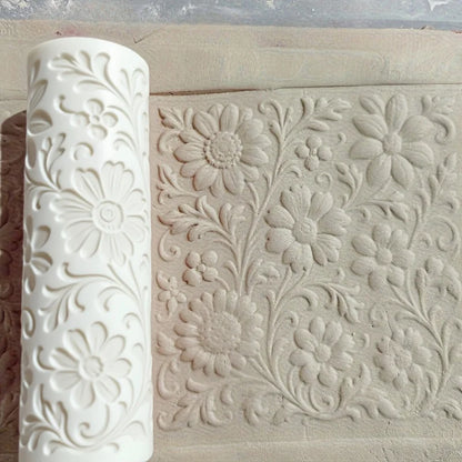 Victorian Daisy Vine Clay Roller Textured for Ceramic Polymer Craft Floral Pattern Decorative Tool