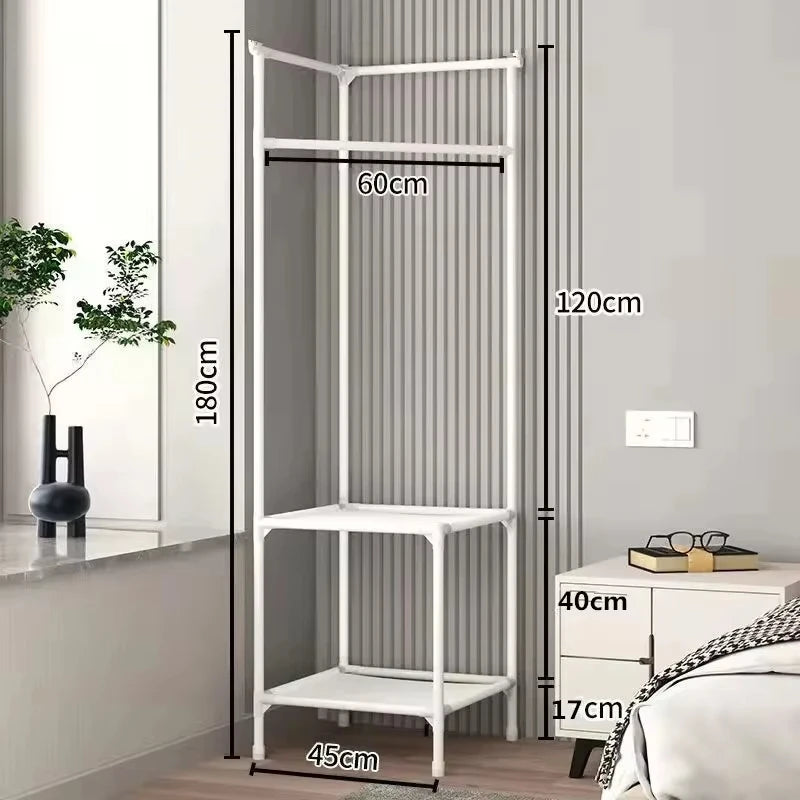 Corner Coat Hat Rack Multifunction Multi-Layer Floor Standing Corner Hanger Detachable Removable Metal Clothing Storage Shelf