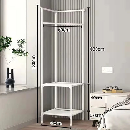 Corner Coat Hat Rack Multifunction Multi-Layer Floor Standing Corner Hanger Detachable Removable Metal Clothing Storage Shelf