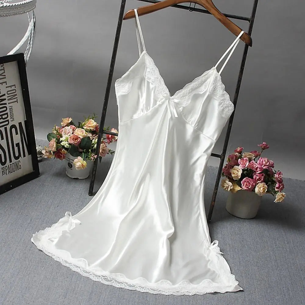 Sexy Lace Patchwork Camisola Lingerie Nighty Wedding Dress Sleep Wear Nightdress Clothes Women's Nightgowns Sexy Nightwear - 