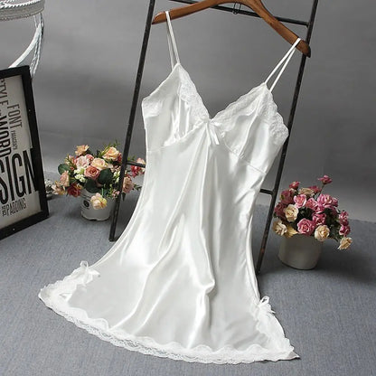Sexy Lace Patchwork Camisola Lingerie Nighty Wedding Dress Sleep Wear Nightdress Clothes Women's Nightgowns Sexy Nightwear - 