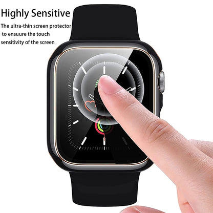 Tempered Glass+cover For Apple Watch Accessories 45mm 41mm 44mm 40mm 42mm Screen Protector Apple watch Case serie 9 4 5 6 SE 