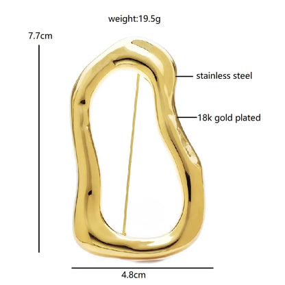 Wuli&baby Stainless Steel Big Circle Brooches Pins For Women Men 2-color All-match Geometric Brooch Gifts