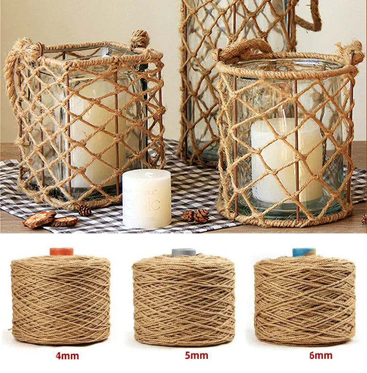 Natural Vintage Jute Rope Twine Roll Sewing Christmas Crafts Jute Cord Thread Wedding Handmade DIY Party Ribbon Bows Decorati