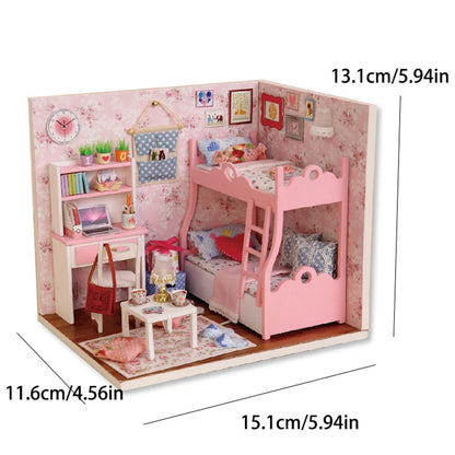 Kitten Mini Doll House 3D Puzzle Assembly Model Building Kit Creative Room Bedroom Decoration With Furniture Wooden Crafts Gi