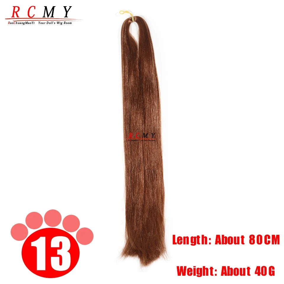 BJD SD Doll 80CM/40 White Black Hair Row Milk Silk Anti-Mohair Wig Handmade Hook Transplant Material for Girls and Boys Hair