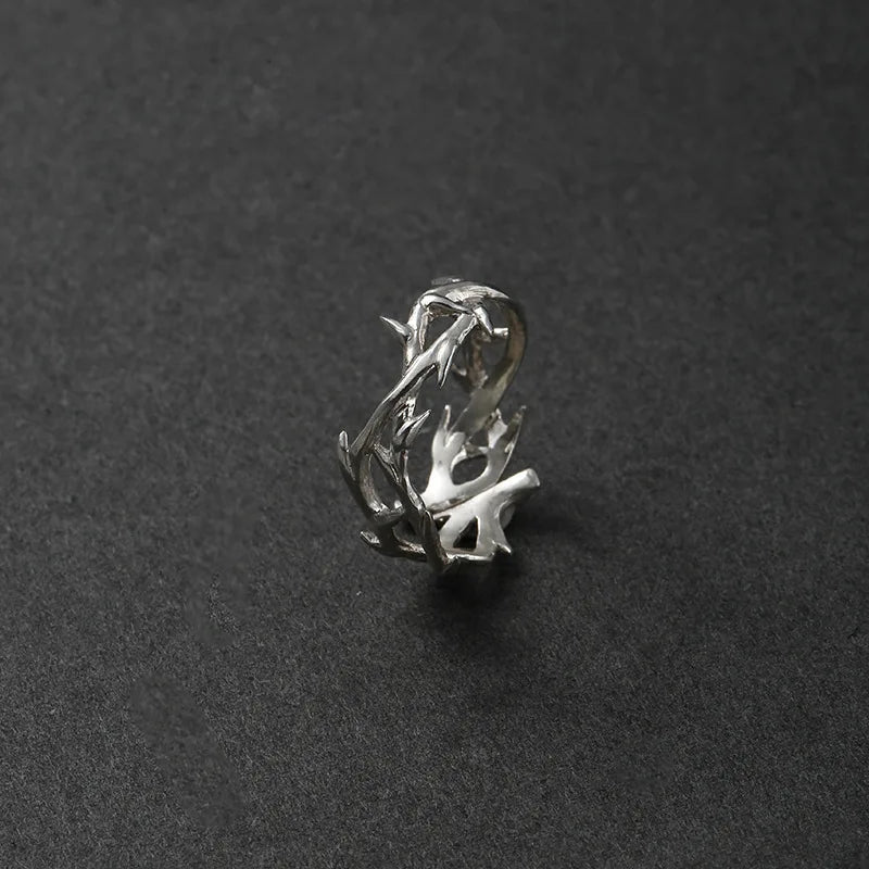 Vintage Ins Style Adherence Men's and Women's Rings with Branches, Thorns, Couples' Ring Gifts, Fashion and Personality