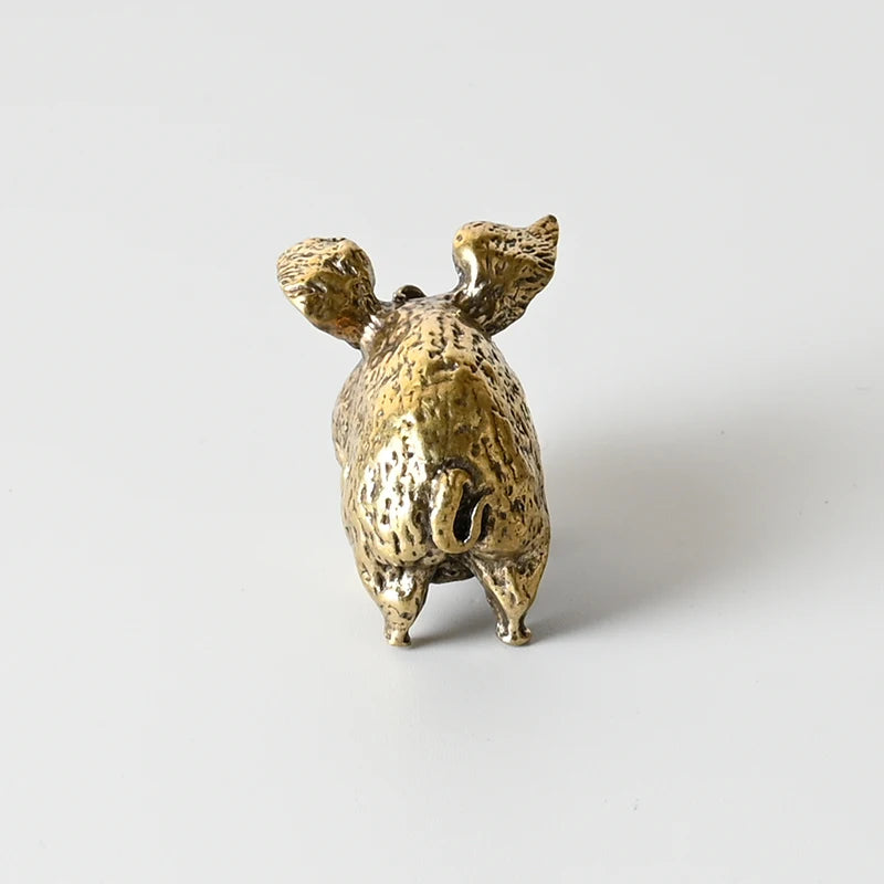 Vintage Brass Pig Small Ornaments Pure Copper Crafts Home Office Desktop Animal Decorations