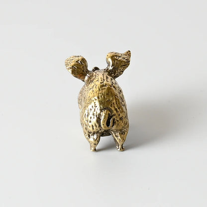 Vintage Brass Pig Small Ornaments Pure Copper Crafts Home Office Desktop Animal Decorations