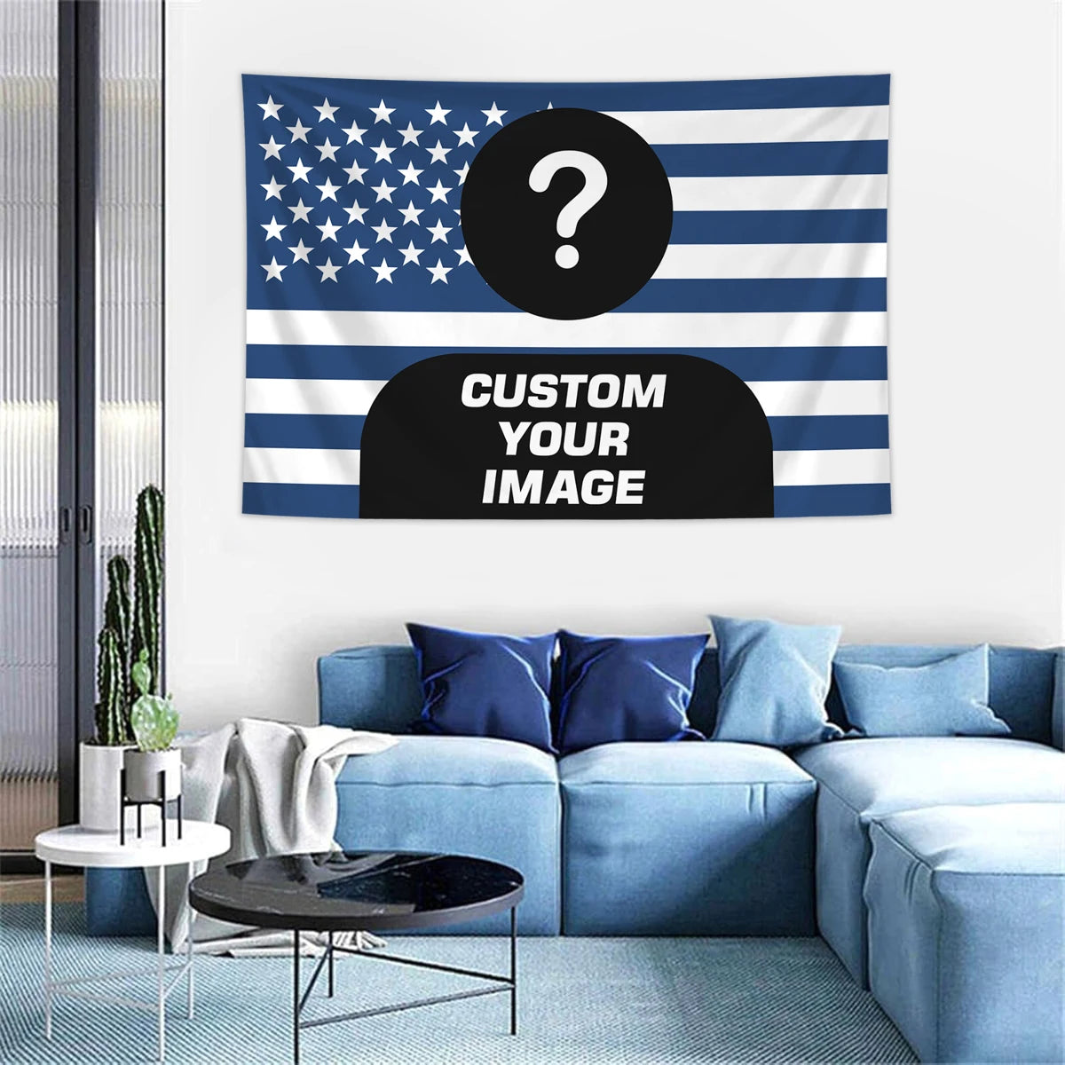 1pc Personalized photo customized American flag tapestry, room decoration banner tapestry customized for family, pets, idols