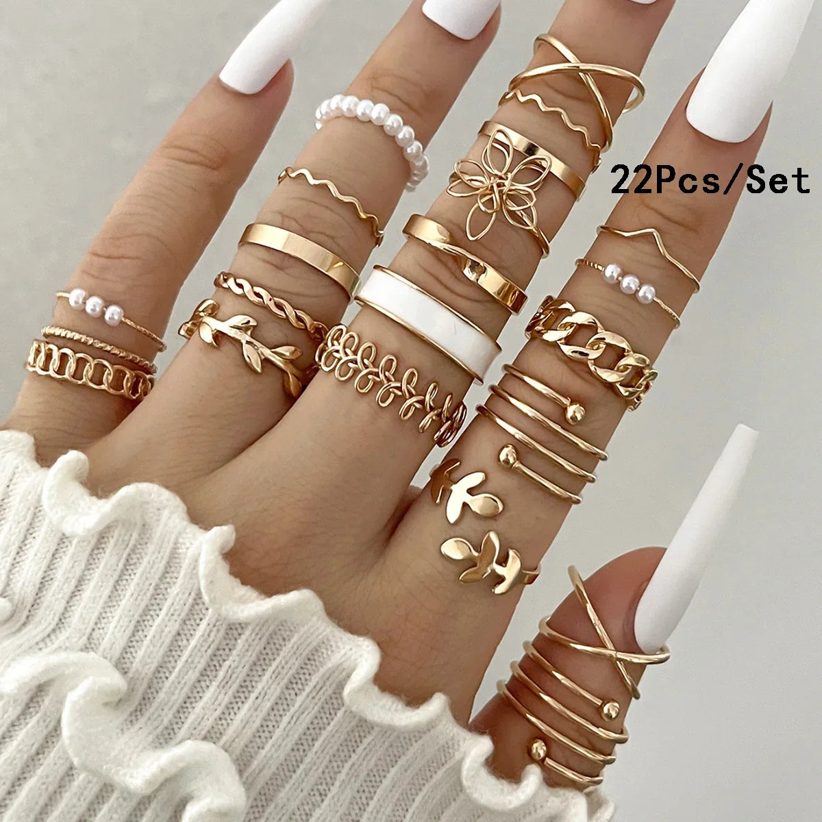 30Pcs Bohemian Geometric Knuckle Rings Set For Women Gold Silver Color Finger Ring Girls Fashion Party Jewelry Accessories - 