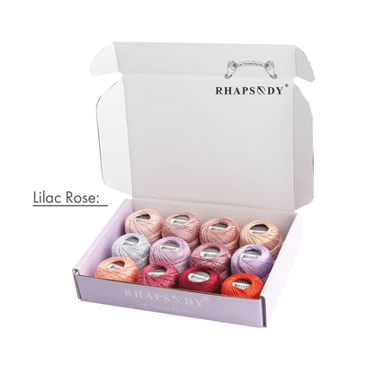 Rhapsody Size #8 Pearl Cotton Crochet Thread Embroidery Craft Needle Cross Stitch Egyptian Cotton Mercerized 12 Balls Set - L
