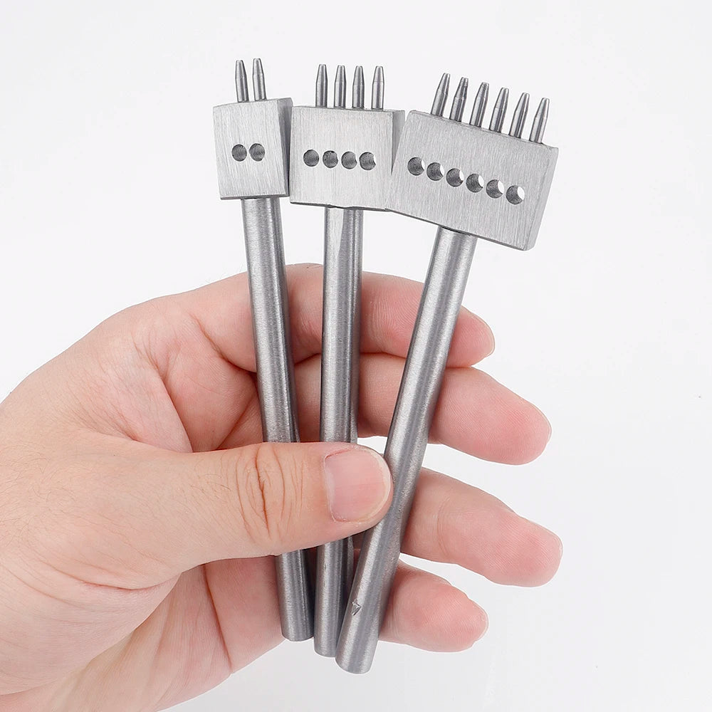 3pcs/SET Professional DIY Leather Punching Die, Manual Hole Punch for Leather Handcrafting, Multi-Round Punching Die Tool Set